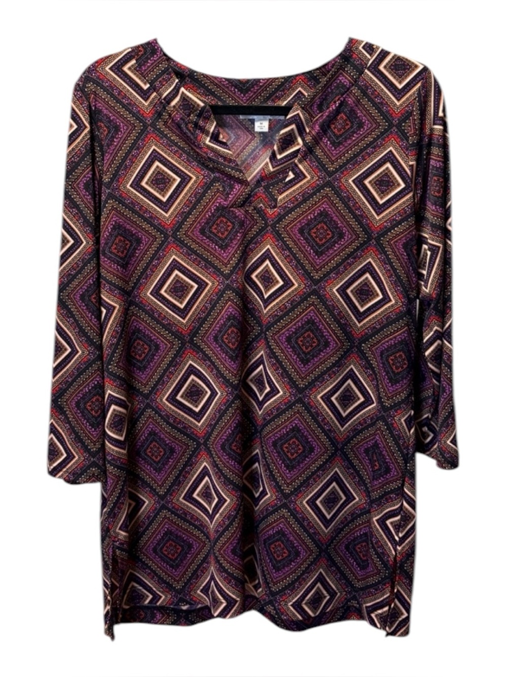 Dress Barn Purple Multi Geometric Tunic Top